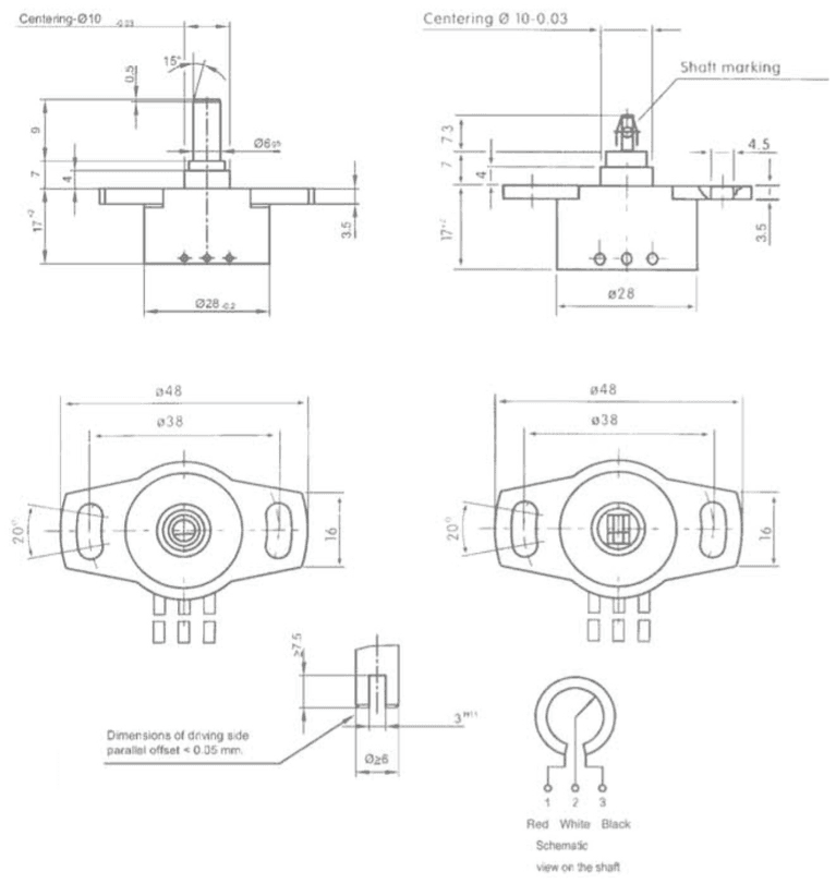 dimensions capteur d angle variohm euro-sp2800