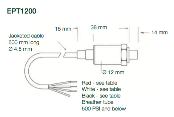 dimension capteur de pression Variohm EPT1200