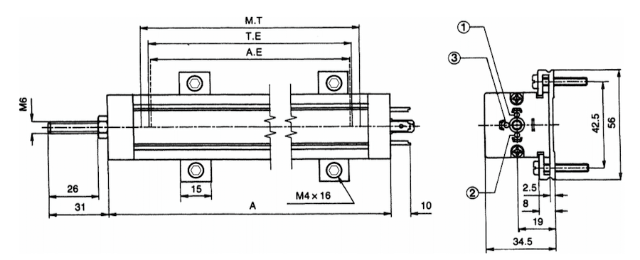 dimensions capteur de position lineaire KTC