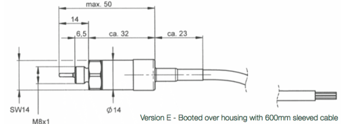 Dimensions capteur de pression et température EPTTE1400