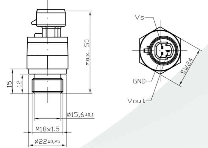 Dimensions cpateur de pression EPT2105
