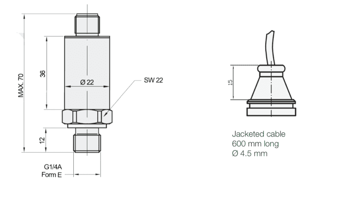 dimensions et connecteurs capteur temperature pression eptt5100