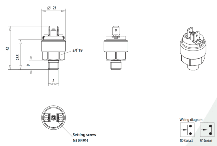 dimensions interrupteur de pression eps02