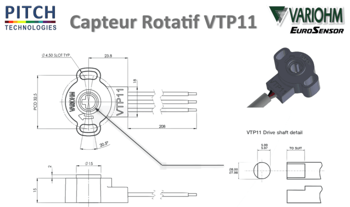 capteur position rotatif 100°