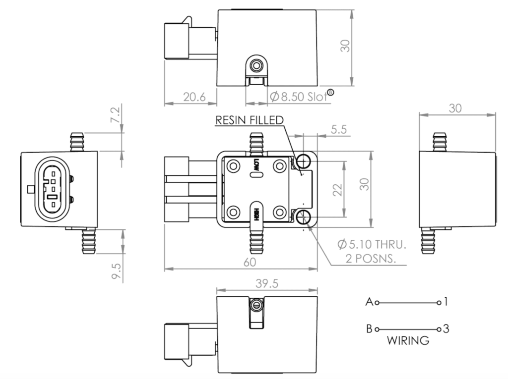 DIMENSIONS INTERRUPTEUR PRESSION VPS-100-A